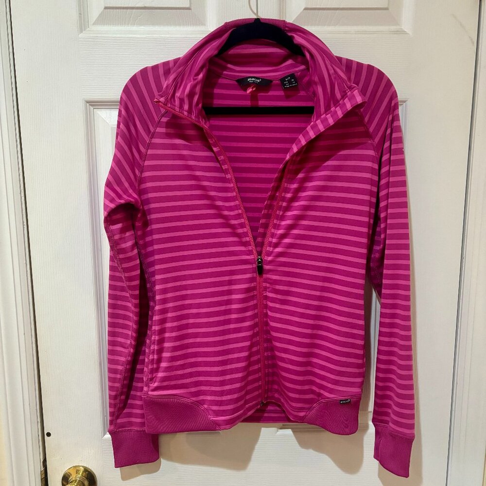 ABACUS SPORTSWEAR Pink Striped Full Zip Up Golf Jacket | Size Small
